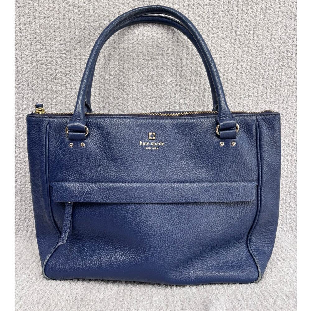 Kate Spade Navy Blue Pebbled Leather Tote Purse AS IS #80979